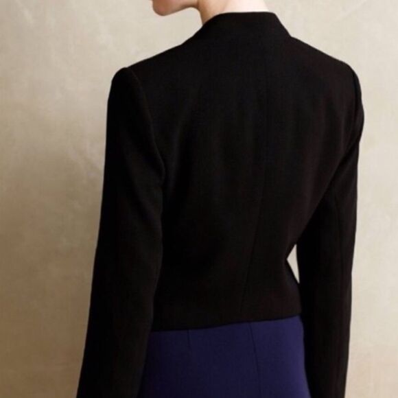 Anthro Elevenses Black Lace Trim Blazer - Picture 2 of 8